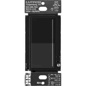 Atenuador auxiliar Sunnata de pared para control de 3 vías o escalera, 120 V, compañero cableado del atenuador principal del sistema RadioRA 3, color negro mate (Midnight)