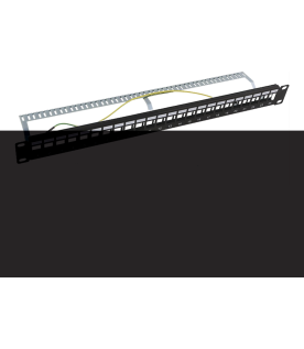 Patch Panel Modular Blindado (STP) de 24 Puertos, con Barra para Organizar Cable