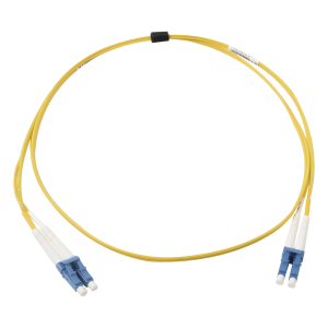 Jumper de Fibra Óptica Monomodo (OS2), XGLO, Riser, LC/UPC-LC/UPC Duplex, OFNR, Color Amarillo, 1 Metro (3.28 Pies)