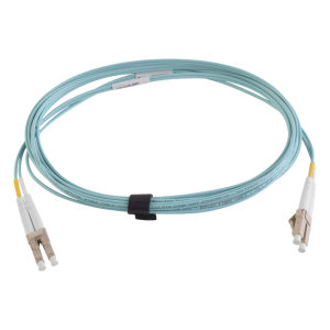 Jumper de Fibra Óptica Multimodo 50/125 XGLO OM4, LC-LC Duplex, OFNR, Color Aqua, 10 Metros (32.81 Pies)