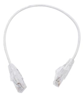 Cable de Parcheo Slim UTP Cat6 - 30 cm (11.81 Pulgadas) Blanco, Diámetro Reducido (28 AWG)