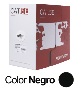 Bobina de Cable UTP 305 Metros (1000 Pies) / Cat 5E (24 AWG) / Color Negro / PE / Uso en Exterior / 100% Cobre / Aplicaciones de CCTV, Redes de Datos y Enlaces Inalámbricos