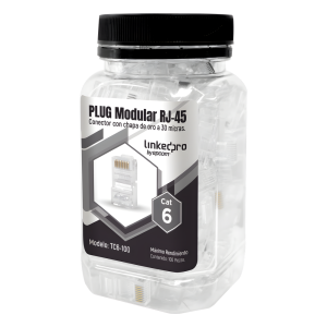 Bote con 100 Piezas de Plug Modular RJ45 Cat6 sin Blindaje, Chapado de Oro a 30 Micras para Durabilidad Extrema