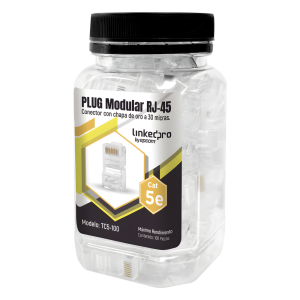 Bote con 100 Piezas de Plug Modular RJ45 Cat5e sin Blindaje, Chapado de Oro a 30 Micras para Durabilidad Extrema