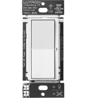 Interruptor de pared inteligente Claro on/off, 120 V con neutro, 5 A en LED y 600 W incandescente, funciona con control Pico y Smart Hub Caseta Wireless, color blanco