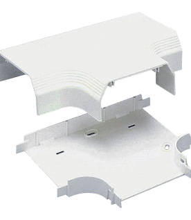 Accesorio en "T", para uso con canaleta T70, Material PVC Rígido, Color Blanco Mate