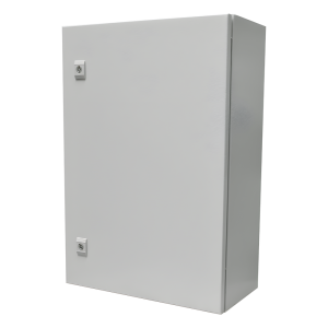 Gabinete de Acero IP66 Uso en Intemperie (500 x 700 x 250 mm) con Placa Trasera Interior Metálica y Compuerta Inferior Atornillable (Incluye Chapa y Llave T).