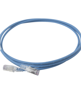 Patch Cord Skinny Cat6A Blindado S/FTP, 2.13 Metros (7 Pies), Diámetro Reducido 28 AWG, Color Azul