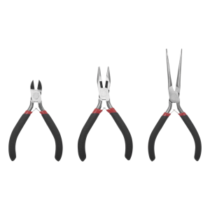 Juego de 3 Mini Pinzas de Corte de 5". Incluye: Pinza de Punta Redonda, Diagonal y Punta de Aguja.