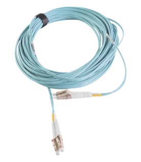 Jumper de Fibra Óptica Multimodo 50/125 XGLO OM3, LC-LC Duplex, OFNR, Color Aqua, 7 Metros (22.97 Pies)