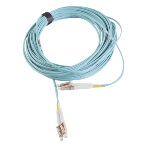 Jumper de Fibra Óptica Multimodo 50/125 XGLO OM3, LC-LC Duplex, OFNR, Color Aqua, 7 Metros (22.97 Pies)