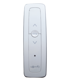 Control remoto 1 canal para motores de persiana Somfy con señal inalámbrica, instrucciones: sube, baja y detener, con posición favorita programada.