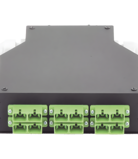 Distribuidor de Fibra Óptica para Riel Din, 6 Acopladores SC/APC Duplex Monomodo con Charola de Empalme