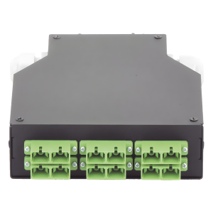Distribuidor de Fibra Óptica para Riel Din, 6 Acopladores SC/APC Duplex Monomodo con Charola de Empalme