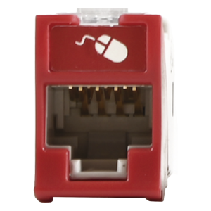 Jack Ultramax Cat6, UTP, Montaje Híbrido en Placa de Pared (Plano y Angulado), Color Rojo, Punch Down