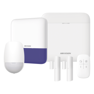 (AX PRO) KIT de Alarma AX PRO con GSM (3G/4G) / Incluye: 1 Hub con bateria de respaldo / 1 Sensores PIR / 2 Contactos Magnéticos / 1 Control Remoto / 1 Sirena Inalambrica Exterior / WiFi / Compatible con Hik-Connect P2P