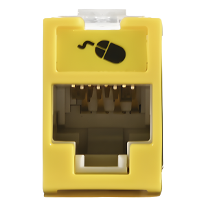 Jack Ultramax Cat5e, UTP, Montaje Híbrido en Placa de Pared (Plano y Angulado), Color Amarillo, Punch Down