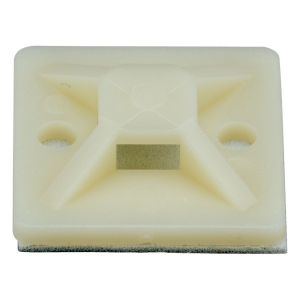 Montaje-Sujetador Adhesivo STRONGHOLD de 4 Vías de 1" x 1" x 1/4", Color Natural, Nylon 6.6 Retardante de Llamas V-2, Paquete de 100pz