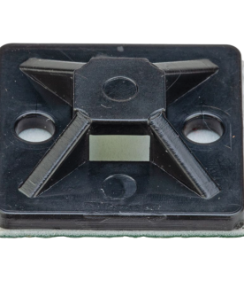 Montaje-Sujetador Adhesivo STRONGHOLD de 4 Vías de 3/4" x 3/4" x 1/4", Color Negro,  Nylon 6.6 Retardante de Llamas V-2, Paquete de 100pz