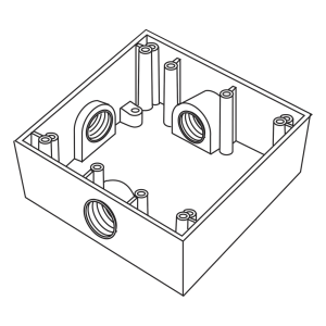 Caja Cuadrada de 3/4" (19.05 mm) a Prueba de Intemperie/ Cuenta con 3 bocas.