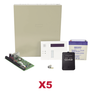 Kit de 5 paneles de alarma híbridos con teclado 6160RF, transformador y batería, ampliables a 48 zonas