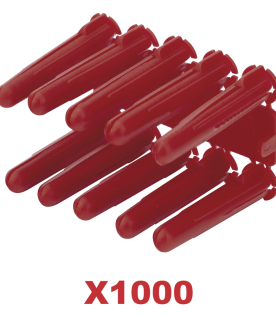 Taquete de 1/4  plástico paquete de 1000 piezas para fijar objetos con tornillo en muros y techos de concreto o superficies sólidas, compatible con tornillo TH10X de 10 x 1 1/2"  (1103-14000)
