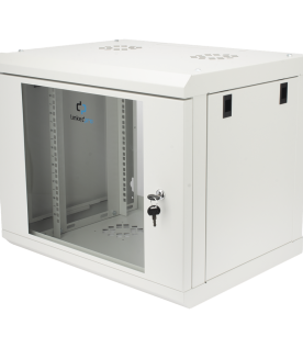 Gabinete de Pared de 9U con Puerta de Cristal Templado, 479.5 mm de Profundidad, Rack de 19'', Acero Reforzado, Color Blanco