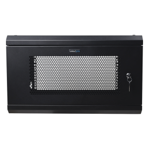 Gabinete de Pared de 6U con Puerta Perforada, 455 mm de Profundidad Total, Rack de 19'', Acero Reforzado Color Negro