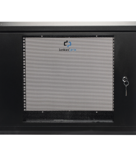 Gabinete de Pared de 9U con Puerta de Cristal Templado, 455 mm de Profundidad, Rack de 19'', Acero Reforzado Color Negro.