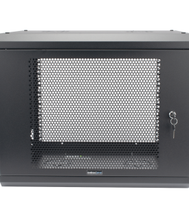 Gabinete de Pared de 9U con Puerta Perforada, 455 mm de Profundidad, Rack de 19'', Acero Reforzado Color Negro.
