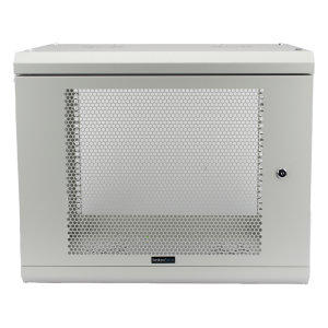 Gabinete de Pared de 9U con Puerta Perforada 455 mm de Profundidad, Rack de 19'', Acero Reforzado Color Blanco