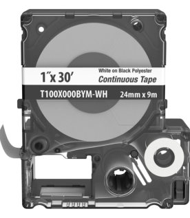 Casete MP, Cinta Continua, Pol., 1 W x 30 L, Blanco/Negro