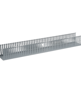 Canaleta Ranurada de PVC con Tapa, Tipo F, 82.6 mm de Ancho, 79.2 mm de Alto y 2 m de Largo, Color Gris