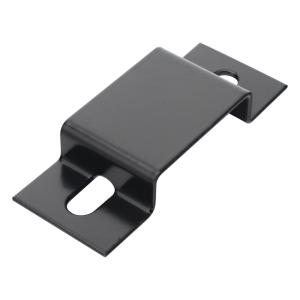 Abrazadera Tipo Omega para Fijación de Perfil Lateral Tubular de 1.5" de Peralte y 12" de Ancho, Acabado con Pintura Epóxica Color Negro, Ideal para la Sujeción y Refuerzo de la Escalera Tubular