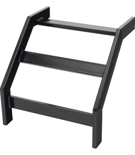 Curva Vertical Exterior de 90° para Escalera Tubular de 1.5" de Peralte y 12" de Ancho, Acabado con Pintura Epóxica Color Negro, Incluye Coples y Tornillería