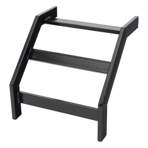 Curva Vertical Exterior de 90° para Escalera Tubular de 1.5" de Peralte y 12" de Ancho, Acabado con Pintura Epóxica Color Negro, Incluye Coples y Tornillería