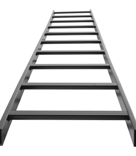 Escalera Tubular de 1.5" de Peralte y 12" de Ancho y 3.05 Metros de Largo, Pintura Epóxica Color Negro, Ideal Para Utilizarse en Centros de Datos o Cuartos de Telecomunicacionesl, incluye Coples y Tornillería