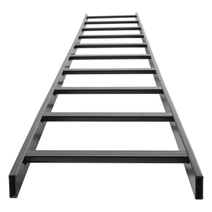 Escalera Tubular de 1.5" de Peralte y 12" de Ancho y 3.05 Metros de Largo, Pintura Epóxica Color Negro, Ideal Para Utilizarse en Centros de Datos o Cuartos de Telecomunicacionesl, incluye Coples y Tornillería