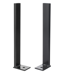 Pies Base para Escalera Tubular de 1.5" de Peralte y 12" de Ancho, Acabado con Pintura Epóxica Color Negro, Ideal para la Fijación de la Estructura al Suelo o Superficies de Apoyo