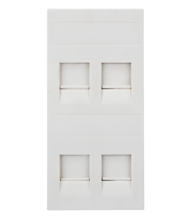 Placa Plana de Voz y Datos con Guardapolvo para 4 RJ45 / Color Blanco / 4 Puertos para Jacks Keystone / Compatible con Cajas de Pavimento SM-CPAV-2 y SM-CPAV-4 / Modelo S76C/9
