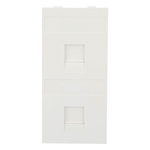 Placa Plana de Voz y Datos con Guardapolvo para 2 RJ45 / Color Blanco / 2 Puertos para Jacks Keystone / Compatible con Cajas de Pavimento SM-CPAV-2 y SM-CPAV-4 / Modelo S76B/9