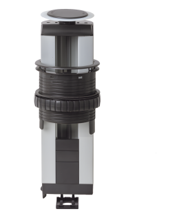 Teleblock Simon K45 para Voz, Datos, Multimedia o Contactos Eléctricos / Capacidad para 4 Módulos K45 / Apertura Manual con Tapa Abatible / Instalación en Mobiliario de Oficina o Comercial / (KTL204CY)