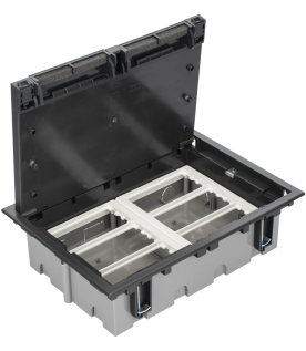 Caja Para Instalación en Piso Falso para Voz, Datos o Contactos Eléctricos / Capacidad para 6 Módulos / Espacio Embellecedor en la Tapa / Profundidad Ajustable de 90 a 120 mm (3.54 a 4.72 pulgadas) / Los Módulos se Adquieren Aparte / (SF610/14CY)