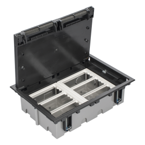 Caja Para Instalación en Piso Falso para Voz, Datos o Contactos Eléctricos / Capacidad para 6 Módulos / Espacio Embellecedor en la Tapa / Profundidad Ajustable de 90 a 120 mm (3.54 a 4.72 pulgadas) / Los Módulos se Adquieren Aparte / (SF610/14CY)