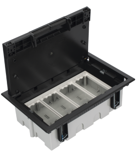 Caja Para Instalación en Piso Falso para Voz, Datos o Contactos Eléctricos / Capacidad para 4 Módulos / Espacio Embellecedor en la Tapa / Profundidad Ajustable de 90 a 120 mm (3.54 a 4.72 pulgadas) / Los Módulos se Adquieren Aparte / (SF410/14CY)
