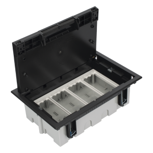 Caja Para Instalación en Piso Falso para Voz, Datos o Contactos Eléctricos / Capacidad para 4 Módulos / Espacio Embellecedor en la Tapa / Profundidad Ajustable de 90 a 120 mm (3.54 a 4.72 pulgadas) / Los Módulos se Adquieren Aparte / (SF410/14CY)