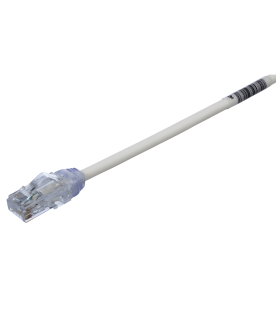Cable de Parcheo UTP Cat6A, CM/LSZH, Diámetro Reducido (28AWG), Color Blanco, 0.5 Metros (1.64 Pies).
