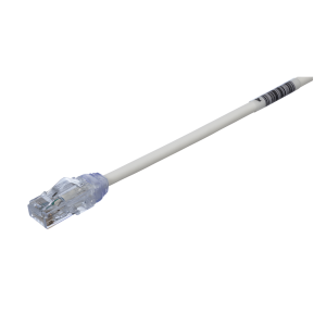 Cable de Parcheo UTP Cat6A, CM/LSZH, Diámetro Reducido (28AWG), Color Blanco, 0.5 Metros (1.64 Pies).