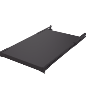 Charola Rackeable de profundidad ajustable para Soportar Equipos en Rack de 19 in, Doble Fijación, Color Negro, 3U