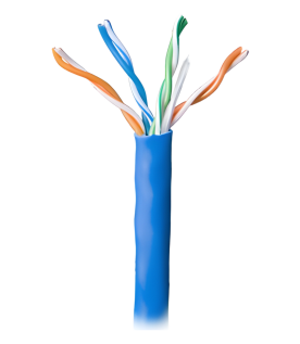 Bobina de 305 Metros (1000 Pies) Cable Par Trenzado Nivel 5 (CAT 5e) / CMR / Color Azul / 4 Pares de Conductores Sólidos de Cobre AWG 24 / Para Aplicaciones de CCTV, Redes de Datos, IP Megapixel, Control RS485